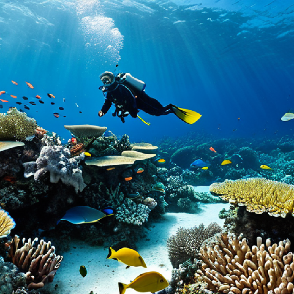 팔라우 다큐멘터리 촬영지 - Underwater Paradise**
"A vibrant coral reef teeming with colorful fish in Palau's clear waters, saf...
