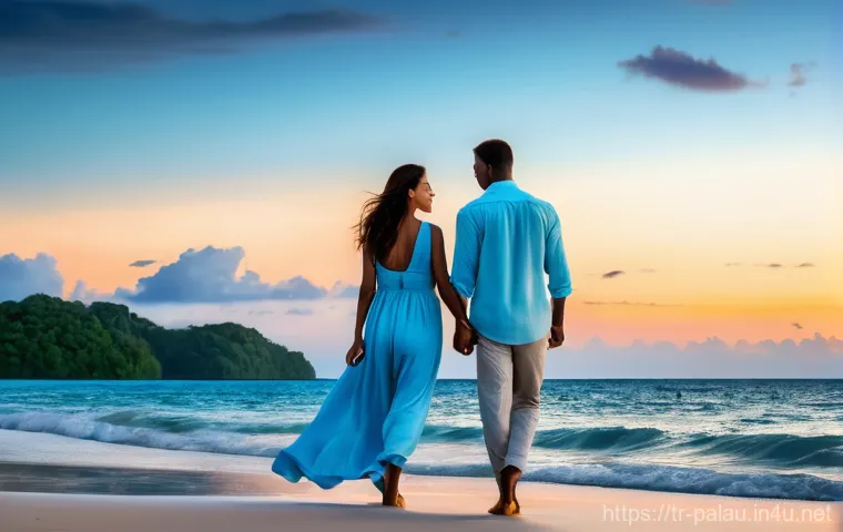 팔라우의 나이트라이프 및 바 문화 - **Lively Coastal Evening in Koror, Palau:**
    "A vibrant and convivial evening scene at a beachfro...