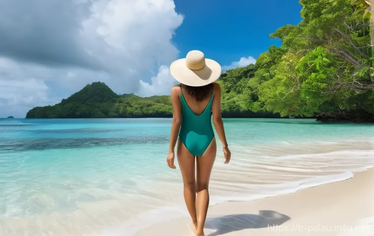 팔라우에서 가장 저렴하게 여행하는 법 - **Prompt: Serene Off-Season Beach Exploration**
"A tranquil and beautiful hidden beach in Palau,...