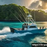 Home 12 팔라우에서 낚시 가능 여부 - A thrilling and vibrant scene depicting a skilled angler on a modern fishing vessel in the pristine,...