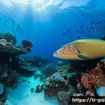 Home 17 팔라우에서의 모험 여행 - **Vibrant Underwater Coral Kingdom of Palau:**
"A stunning wide-angle underwater photograph of P...
