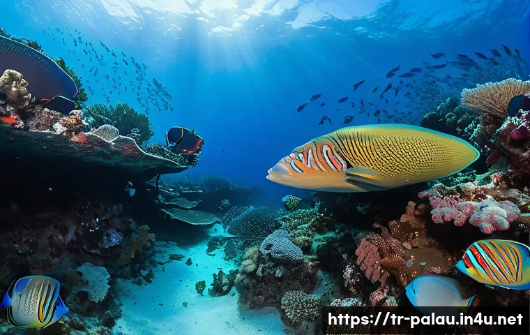 팔라우에서의 모험 여행 - **Vibrant Underwater Coral Kingdom of Palau:**
"A stunning wide-angle underwater photograph of P...